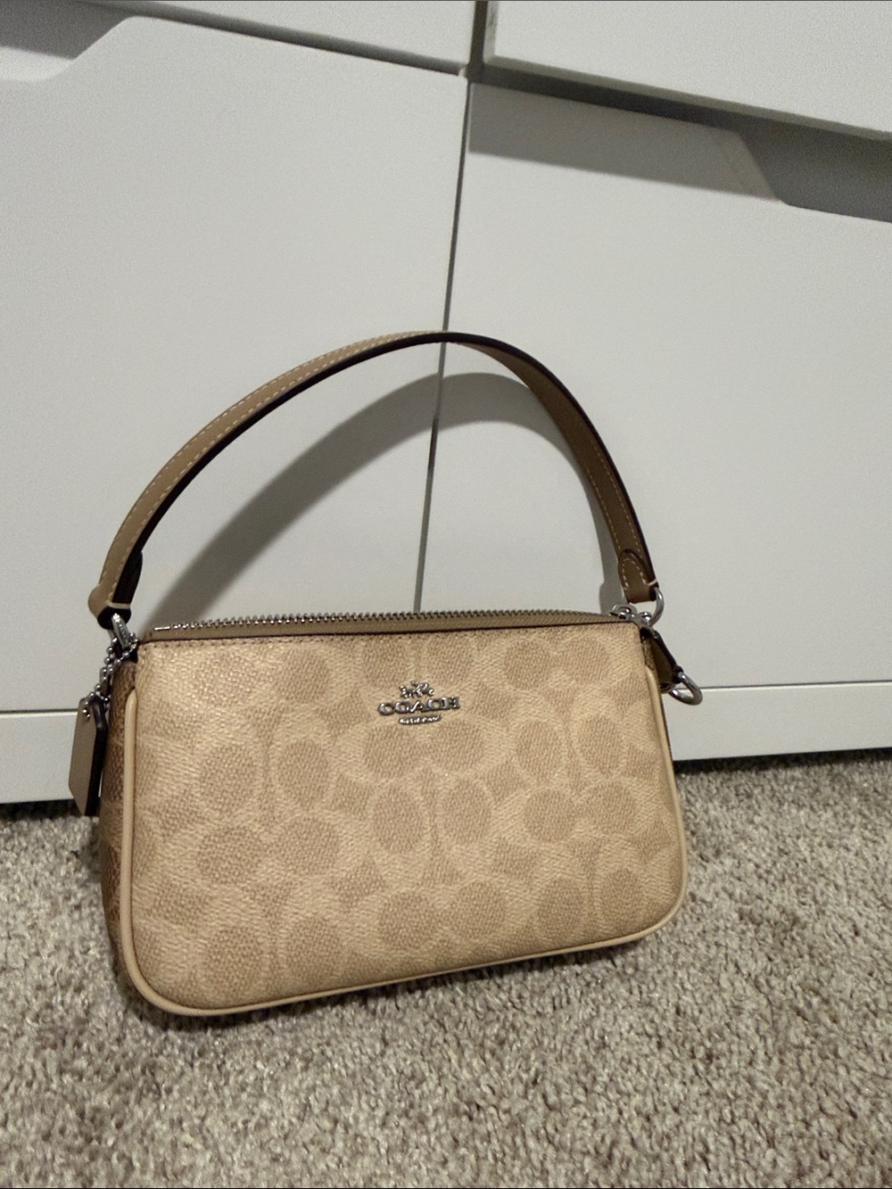 Coach Beige Signature Mini Shoulder Bag